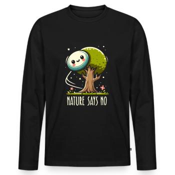 La nature dit non | Disque de golf arbre frustration lancer - T-shirt manches longues Premium bio Homme - noir - Devant - Nico (187cm)