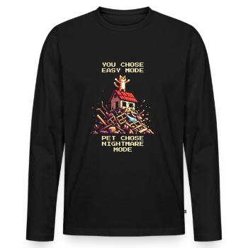 Shelter Level: Nightmare | Mediation - Men's Premium Organic Long Sleeve Shirt - black - Front - Nico (187cm)