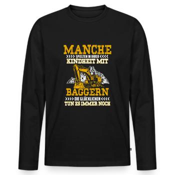Certains jouent avec des excavateurs dans leur enfance - T-shirt manches longues Premium bio Homme - noir - Devant - Nico (187cm)