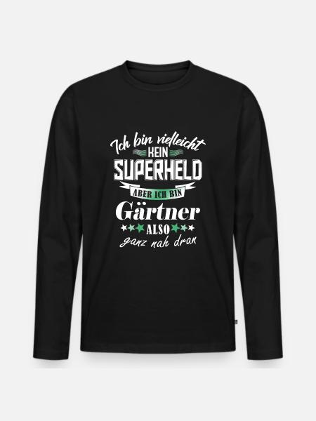 Superheld Gärtner - Männer Premium Bio Langarmshirt - Schwarz