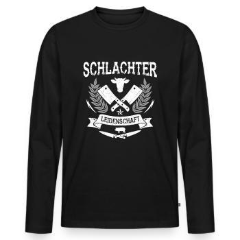 Schlachter Leidenschaft Metzger - Männer Premium Bio Langarmshirt - Schwarz - Vorne - Nico (187cm)