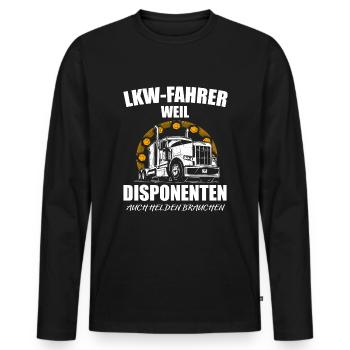 Truck drivers because dispatchers also need heroes - Men's Premium Organic Long Sleeve Shirt - black - Front - Nico (187cm)
