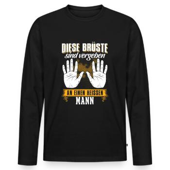 Diese Brüste sind vergeben an einen Mann - Männer Premium Bio Langarmshirt - Schwarz - Vorne - Nico (187cm)