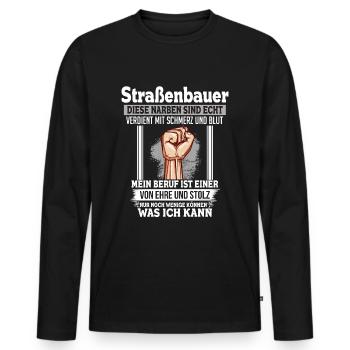 Chantier de construction de route Honor & Fier - T-shirt manches longues Premium bio Homme - noir - Devant - Nico (187cm)