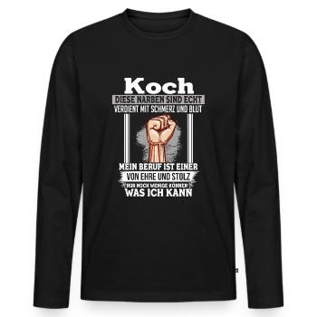 Honor & Pride Koch Hobby cook Faust - Men's Premium Organic Long Sleeve Shirt - black - Front - Nico (187cm)
