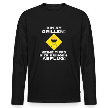 Grill Master - Men's Premium Organic Long Sleeve Shirt - black - Front - Nico (187cm)