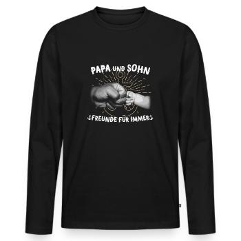 Papa und Sohn Freunde für immer - Männer Premium Bio Langarmshirt - Schwarz - Vorne - Nico (187cm)