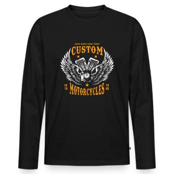 Motorcycle Motorcyclist Biker Motor - Men's Premium Organic Long Sleeve Shirt - black - Front - Nico (187cm)