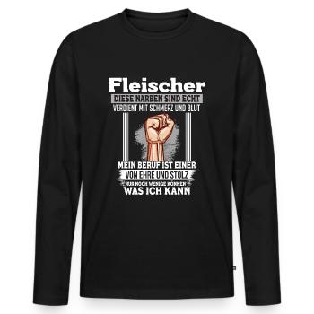 Fleischer Ehre & Stolz Faust - Männer Premium Bio Langarmshirt - Schwarz - Vorne - Nico (187cm)