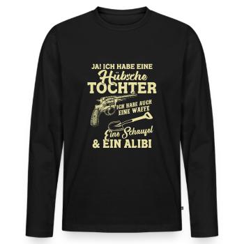 Ich habe eine hübsche Tochter Vater Geschenk - Männer Premium Bio Langarmshirt - Schwarz - Vorne - Nico (187cm)