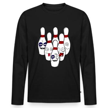Zerstörte Bowling Bowlingkugel Kegel Kegeln - Männer Premium Bio Langarmshirt - Schwarz - Vorne - Nico (187cm)