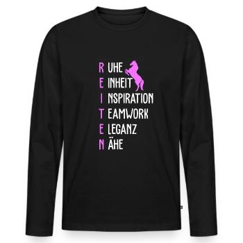 Rider horses Horse stall Equitation - Men's Premium Organic Long Sleeve Shirt - black - Front - Nico (187cm)