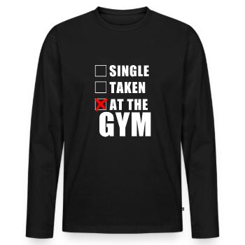 At The Gym - Men's Premium Organic Long Sleeve Shirt - black - Front - Nico (187cm)