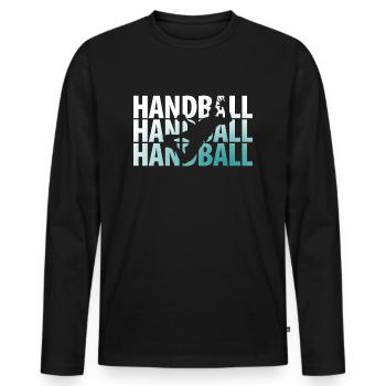 Tir de saut de handball - T-shirt manches longues Premium bio Homme - noir - Devant - Nico (187cm)
