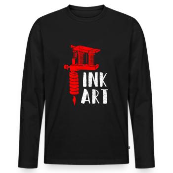 Tattoo Kunst Tattoo Studio - Männer Premium Bio Langarmshirt - Schwarz - Vorne - Nico (187cm)