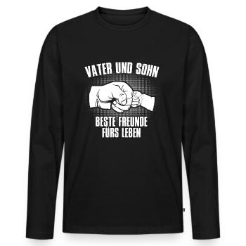 Vater und Sohn Beste Freunde Für's Leben - Männer Premium Bio Langarmshirt - Schwarz - Vorne - Nico (187cm)
