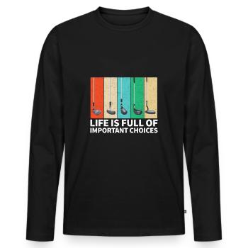 Golf Golf Clubs - Men's Premium Organic Long Sleeve Shirt - black - Front - Nico (187cm)