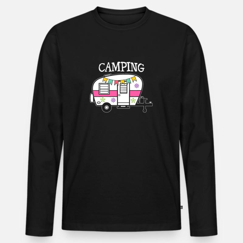 Camping Wohnwagen - Männer Premium Bio Langarmshirt - Schwarz
