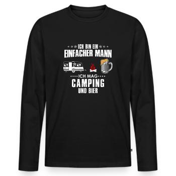 Ich bin ein einfacher Mann Camping Bier - Männer Premium Bio Langarmshirt - Schwarz - Vorne - Nico (187cm)