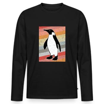 Pingouin vintage - T-shirt manches longues Premium bio Homme - noir - Devant - Nico (187cm)