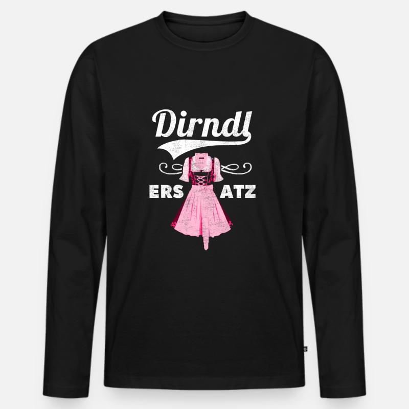 Dirndl Ersatz - Männer Premium Bio Langarmshirt - Schwarz