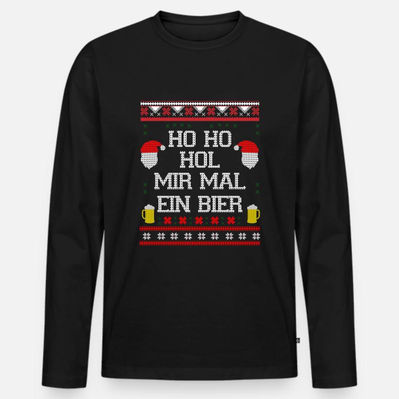 Ugly Christmas Bier - Männer Premium Bio Langarmshirt - Schwarz