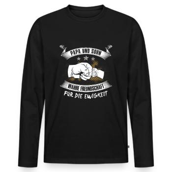 Papa und Sohn wahre Freundschaft - Männer Premium Bio Langarmshirt - Schwarz - Vorne - Nico (187cm)
