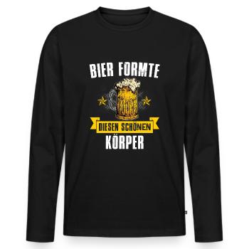 Bier formte diesen Körper - Männer Premium Bio Langarmshirt - Schwarz - Vorne - Nico (187cm)