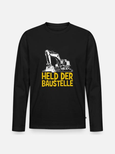 Held der Baustelle - Männer Premium Bio Langarmshirt - Schwarz
