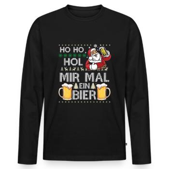 Ho Ho Hol mir mal ein Bier - Männer Premium Bio Langarmshirt - Schwarz - Vorne - Nico (187cm)