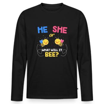 Il ou elle grossesse - T-shirt manches longues Premium bio Homme - noir - Devant - Nico (187cm)