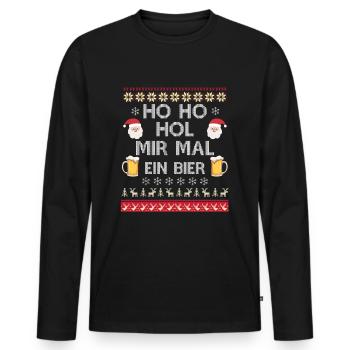 Ho Ho Hol mir mal ein Bier - Männer Premium Bio Langarmshirt - Schwarz - Vorne - Nico (187cm)