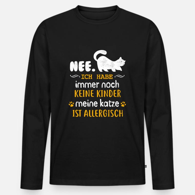 Keine Kinder Katze Allergisch - Männer Premium Bio Langarmshirt - Schwarz