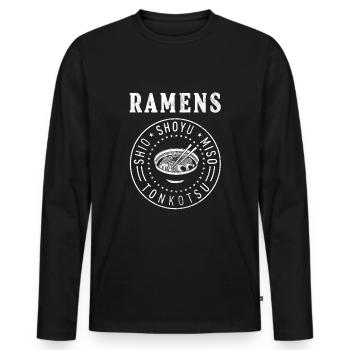 ramens - T-shirt manches longues Premium bio Homme - noir - Devant - Nico (187cm)