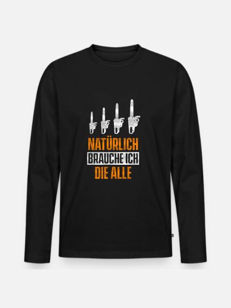 Holz Säge - Männer Premium Bio Langarmshirt - Schwarz