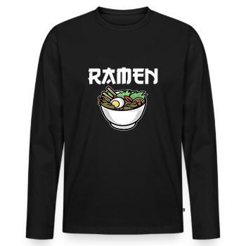 Ramen kawaii - T-shirt manches longues Premium bio Homme - noir - Devant - Nico (187cm)