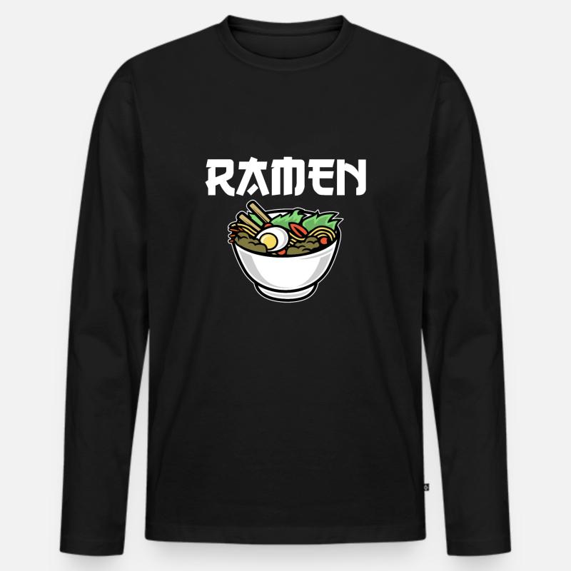 Kawaii Ramen - Männer Premium Bio Langarmshirt - Schwarz