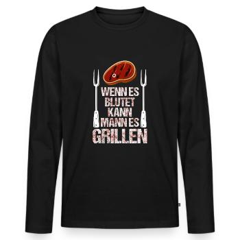 Grillen BBQ - Männer Premium Bio Langarmshirt - Schwarz - Vorne - Nico (187cm)