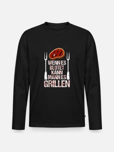 Grillen BBQ - Männer Premium Bio Langarmshirt - Schwarz
