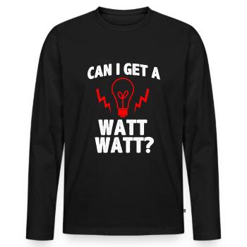 Watt Strom - Männer Premium Bio Langarmshirt - Schwarz - Vorne - Nico (187cm)