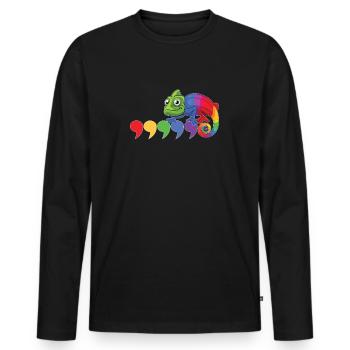 Virgule caméléon - T-shirt manches longues Premium bio Homme - noir - Devant - Nico (187cm)