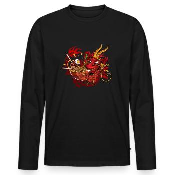 Ramen dragon japon - T-shirt manches longues Premium bio Homme - noir - Devant - Nico (187cm)