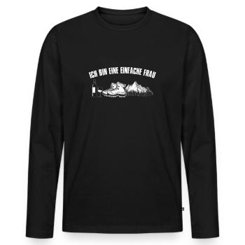 Einfache Frau Wandern Berge Wein - Männer Premium Bio Langarmshirt - Schwarz - Vorne - Nico (187cm)