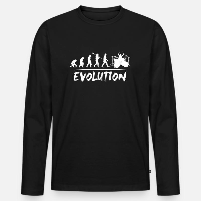 Schlagzeuger Evolution Musik - Männer Premium Bio Langarmshirt - Schwarz