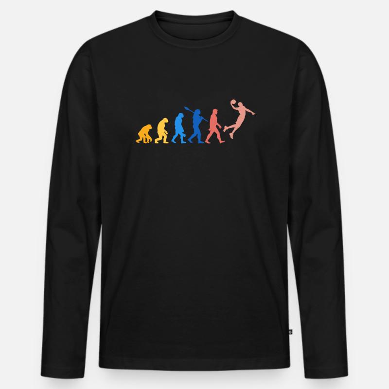 Evolution Basketballer Basketball - Männer Premium Bio Langarmshirt - Schwarz