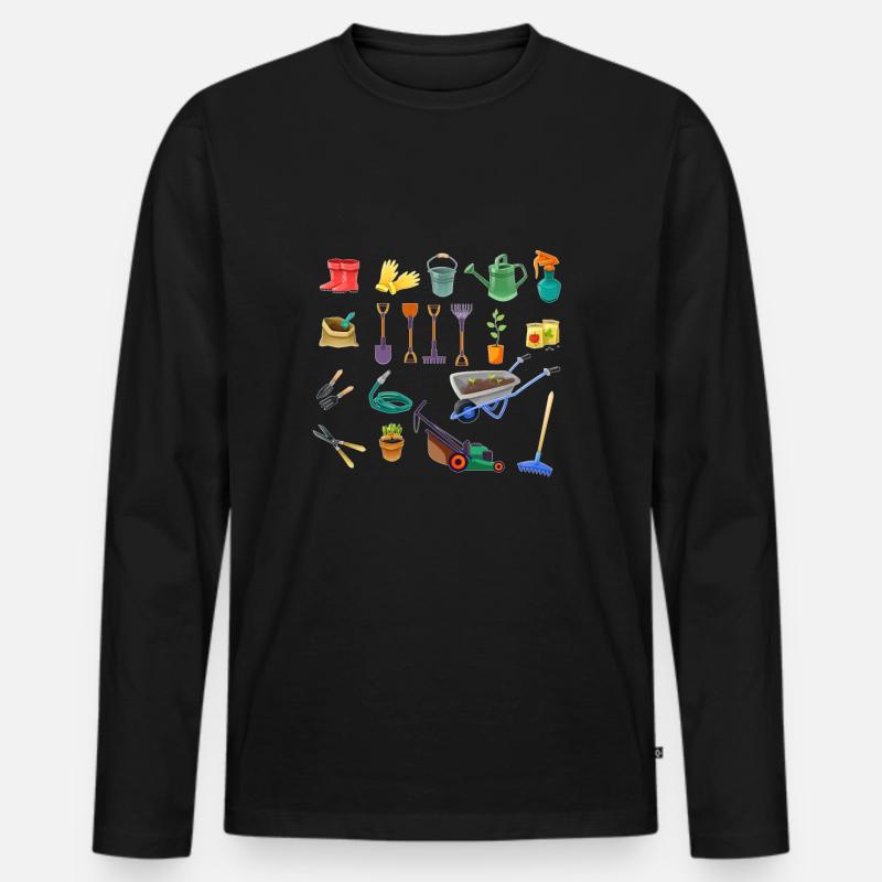 Gartenwerkzeug Gärtner Garten - Männer Premium Bio Langarmshirt - Schwarz