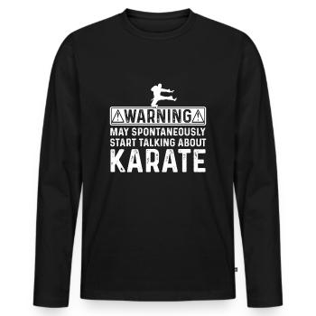 Warning may spontaneously start talking about Kara - T-shirt manches longues Premium bio Homme - noir - Devant - Nico (187cm)