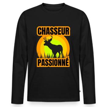 chasseur passionné - T-shirt manches longues Premium bio Homme - noir - Devant - Nico (187cm)