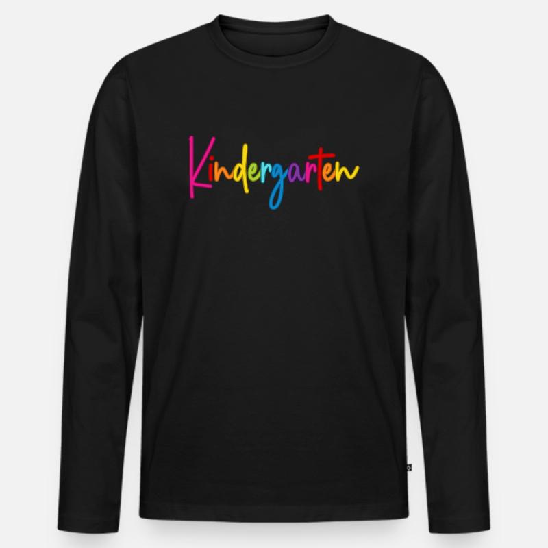 Kindergarten - Männer Premium Bio Langarmshirt - Schwarz