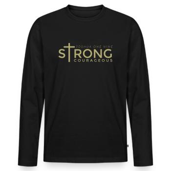 Strong, Courageous, Christian - Men's Premium Organic Long Sleeve Shirt - black - Front - Nico (187cm)